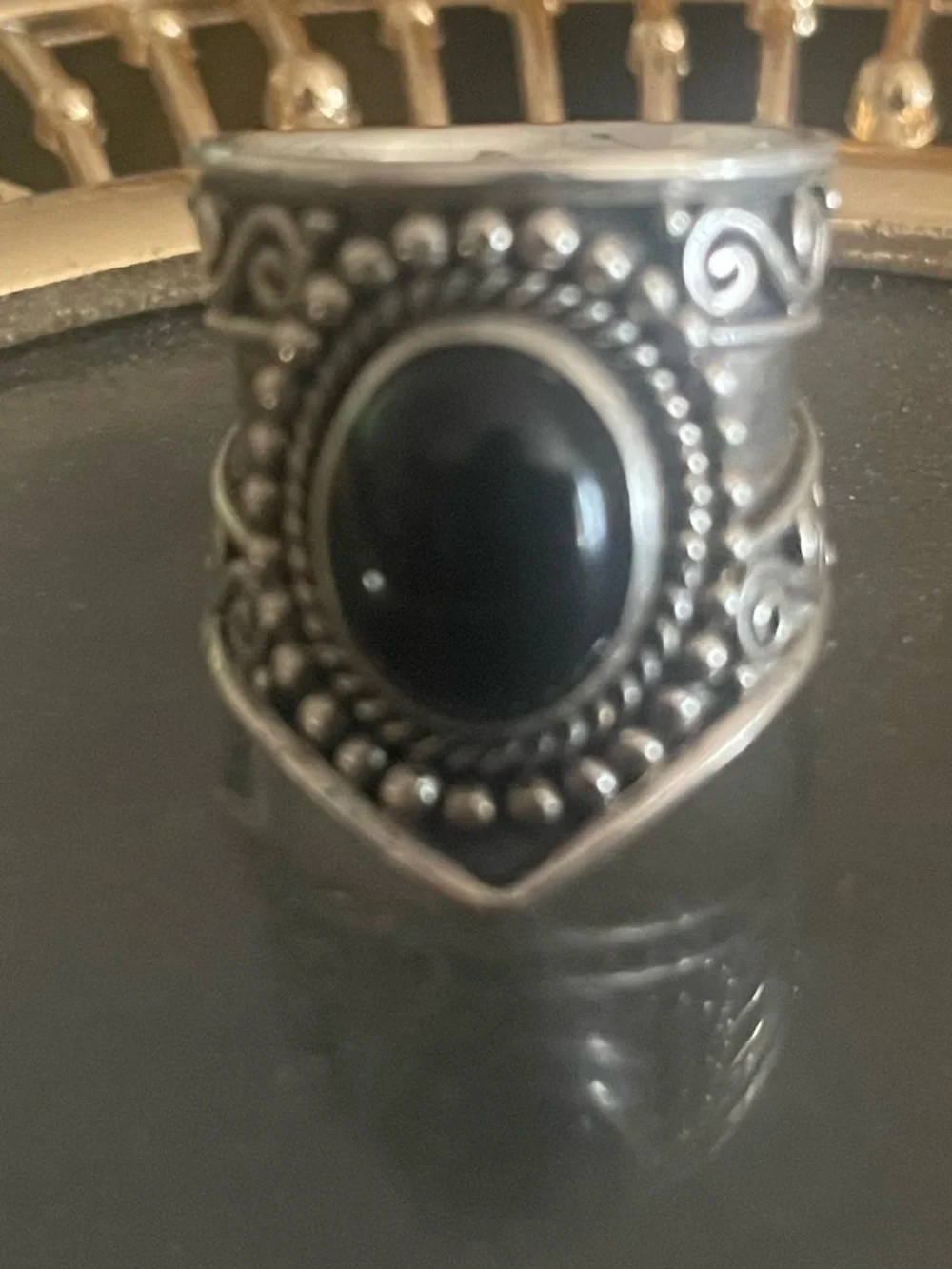Natural Black Onyx Ring
